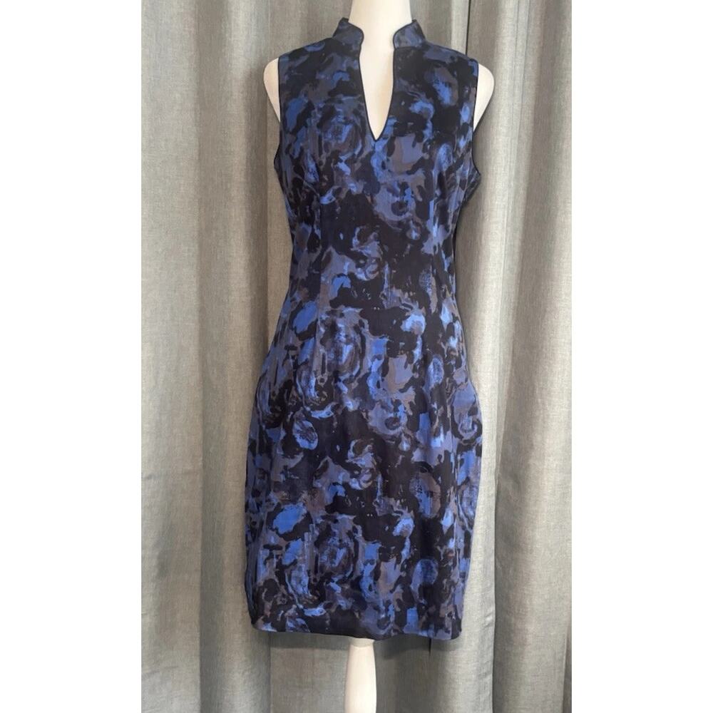The Limited Pencil sheath Blue Print Cotton Dress Size 4 NWT